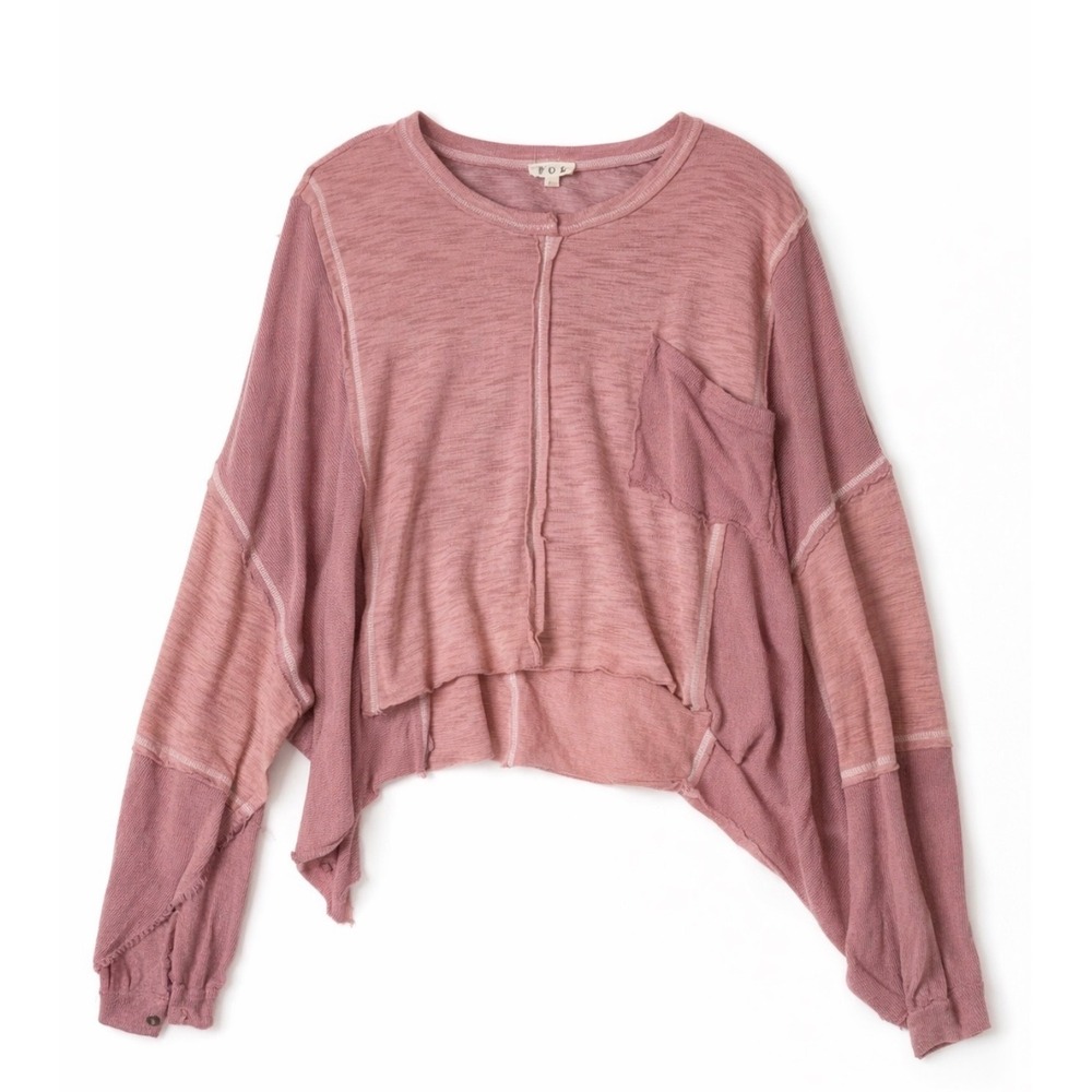 Pol Pink Mauve Distressed Patchwork Oversized Lon… - image 2